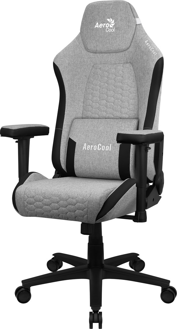 aerocool crownashgr ergonomic gaming chair adjustable cushions aeroweave technology grey