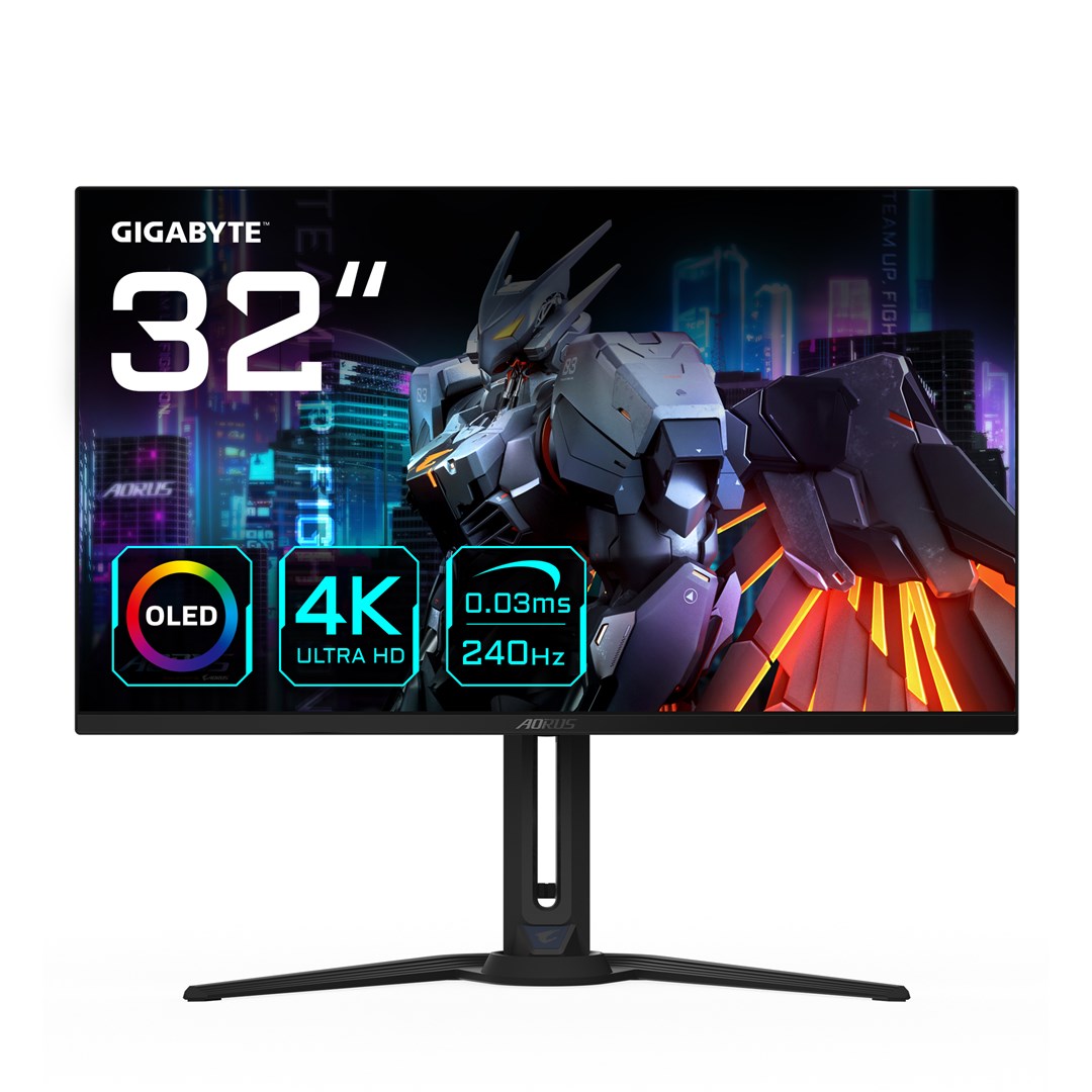 gigabyte aorus fo32u2 32 oled gaming monitor 3840 x 2160uhd 240hz 0 03ms kvm 250 cd m2 freesync premium pro displayhdr true black 400 hdmi 2 1
