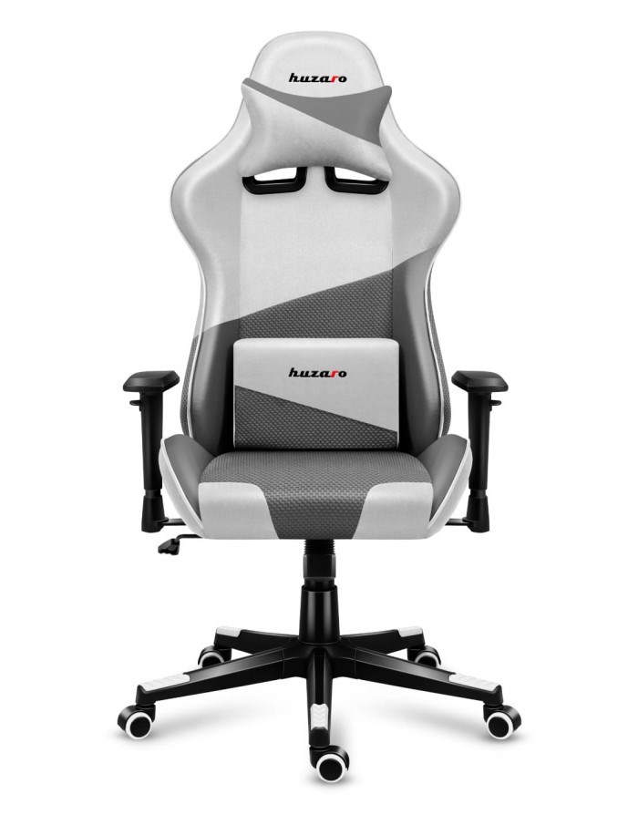 huzaro force 6 2 pc gaming chair bucket cradle seat grey white 2