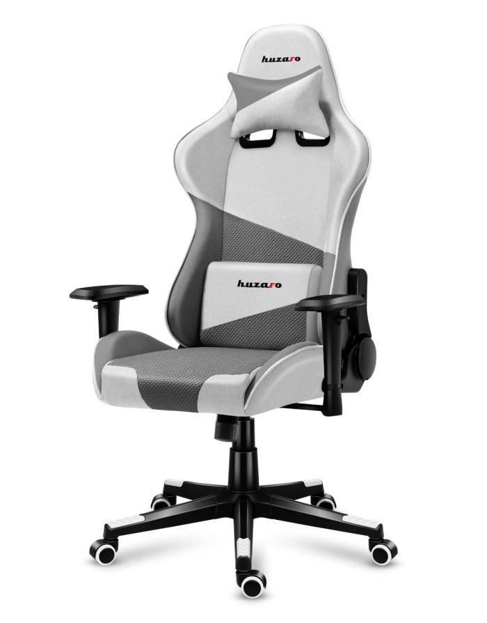 huzaro force 6 2 pc gaming chair bucket cradle seat grey white 3