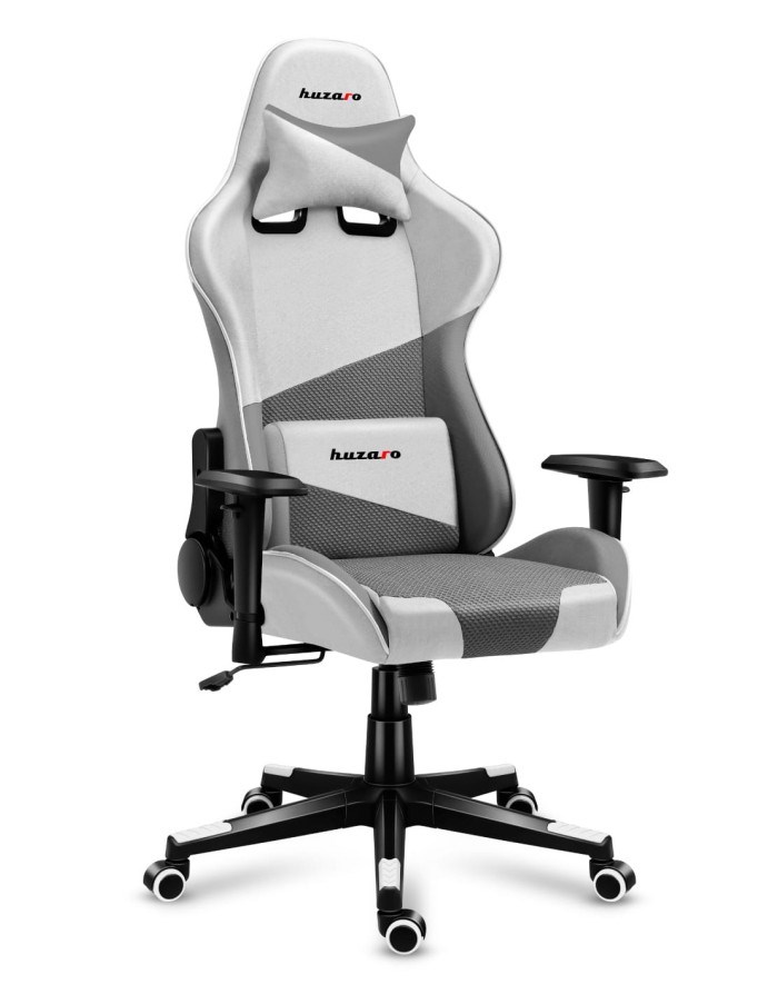 huzaro force 6 2 pc gaming chair bucket cradle seat grey white