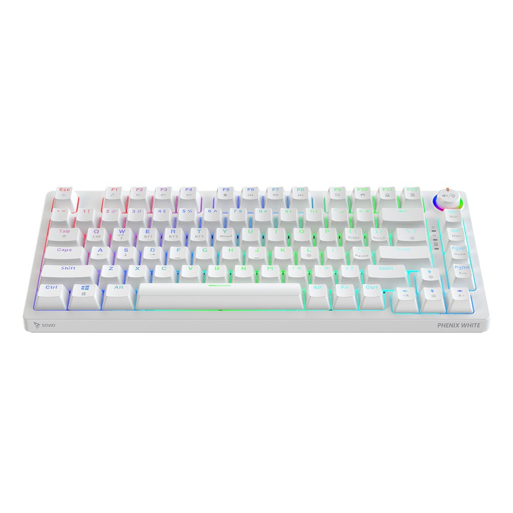 savio phenix white wireless mechanical keyboard gateron red pro abs