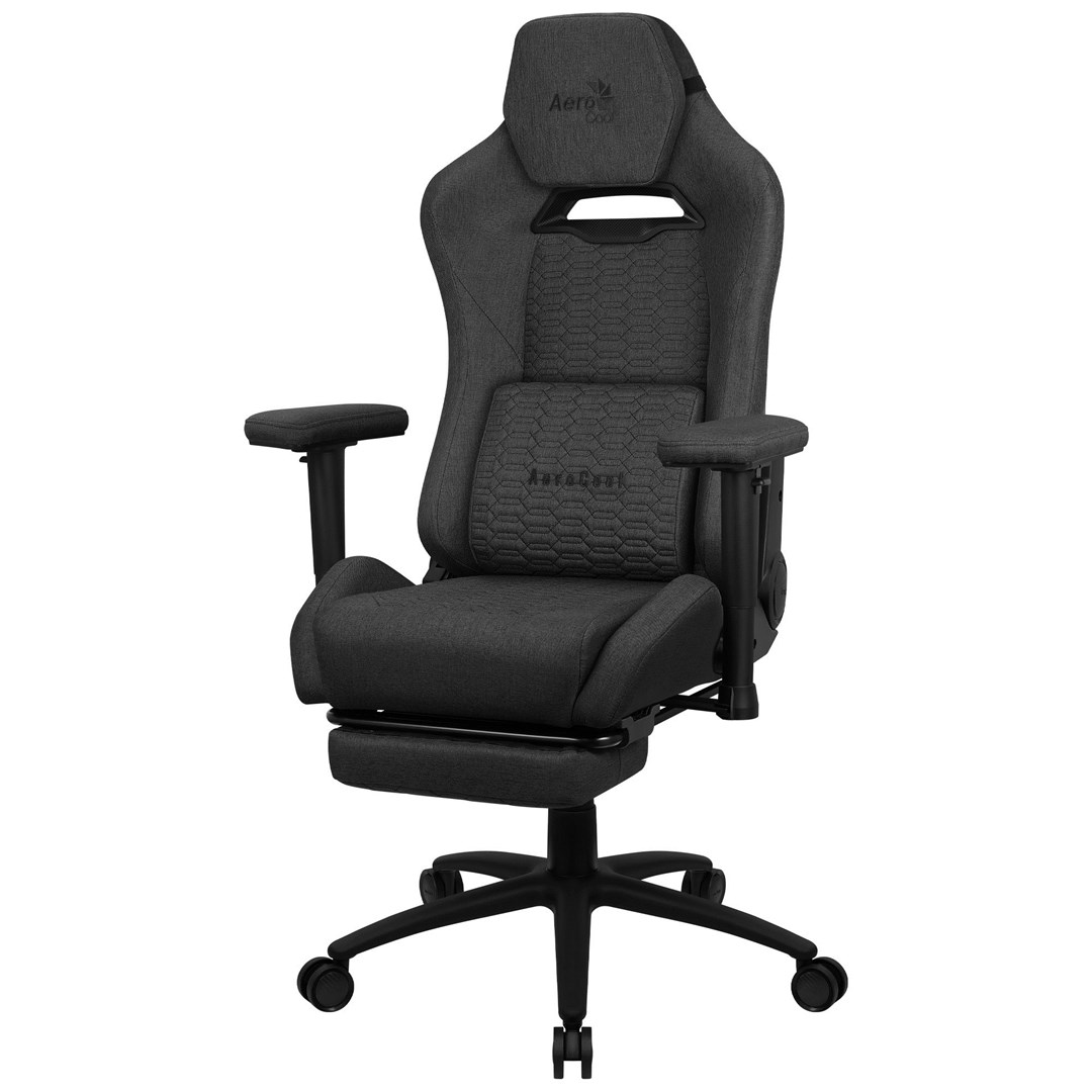 aerocool royalashbk premium ergonomic gaming chair legrests aeroweave technology black