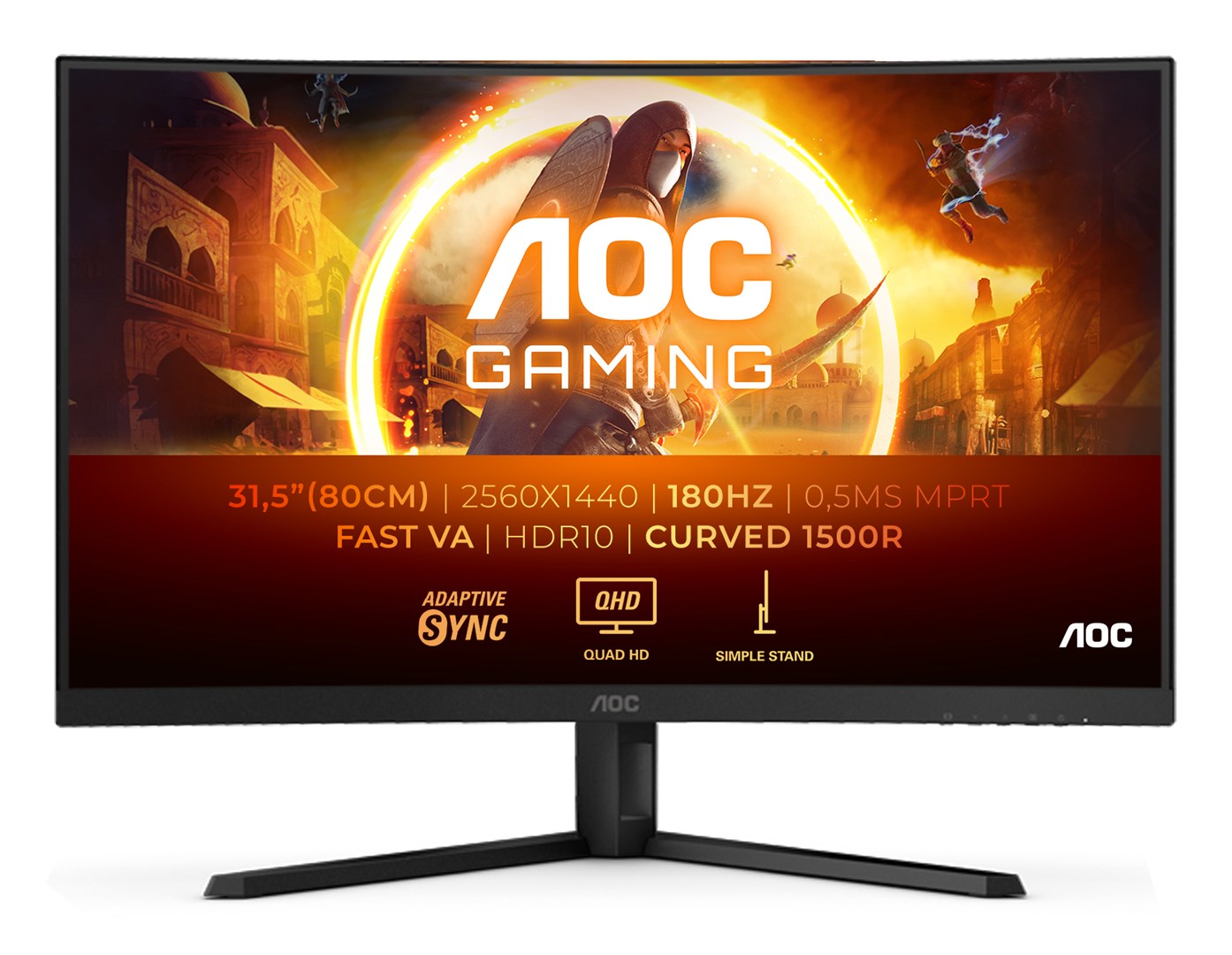 aoc g4 cq32g4ve computer monitor 80 cm 31 5 2560 x 1440 pixels quad hd lcd black grey