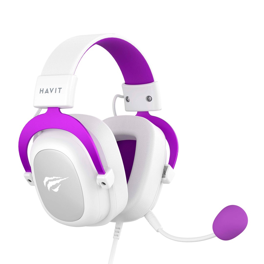 havit h2002d gaming headphones white and purple
