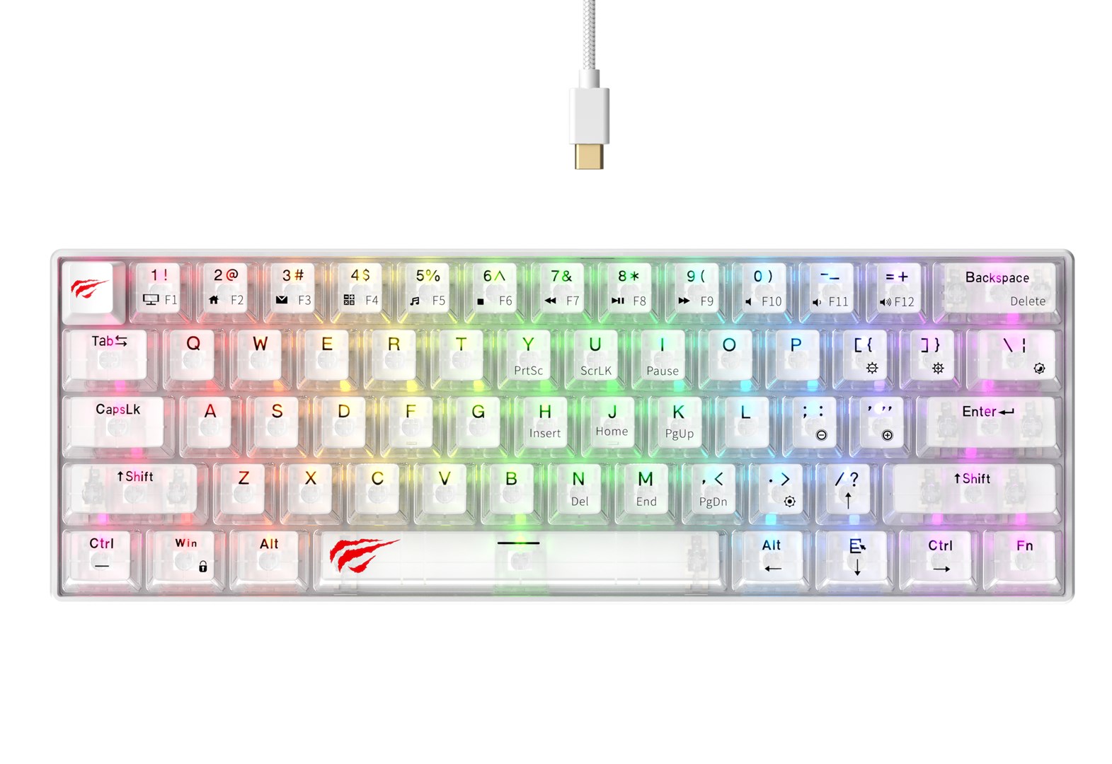 havit kb903l gaming keyboard transparent white