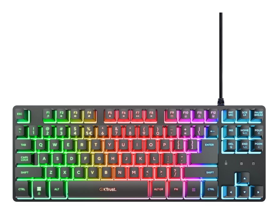 trust gxt 833 thado tkl keyboard gaming usb qwerty us english black