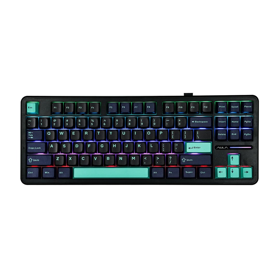 aula gasket f87 pro keyboard black cyan blue graywoodv4 rgb 2