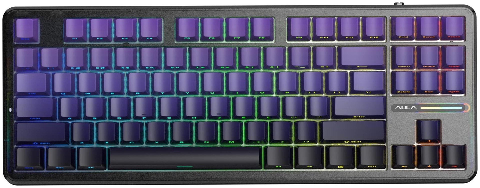 aula gasket f87 pro keyboard black purple graywoodv4 rgb