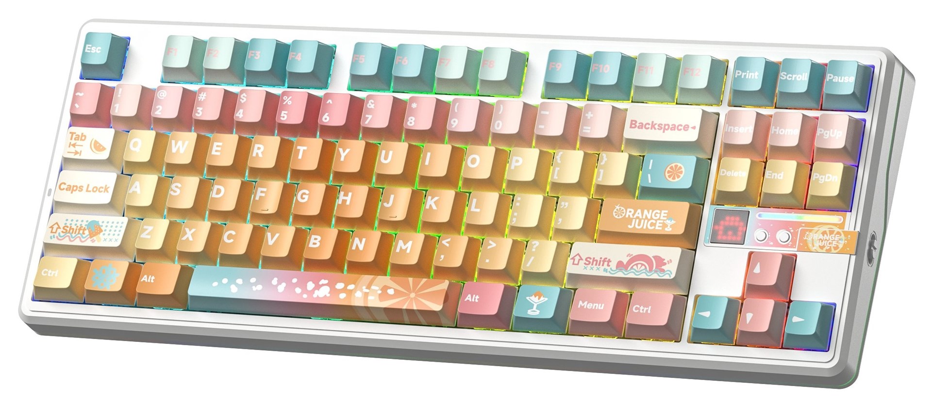 aula gasket f87 pro v2 orange soda kailh meteorite ice cream rgb keyboard 3