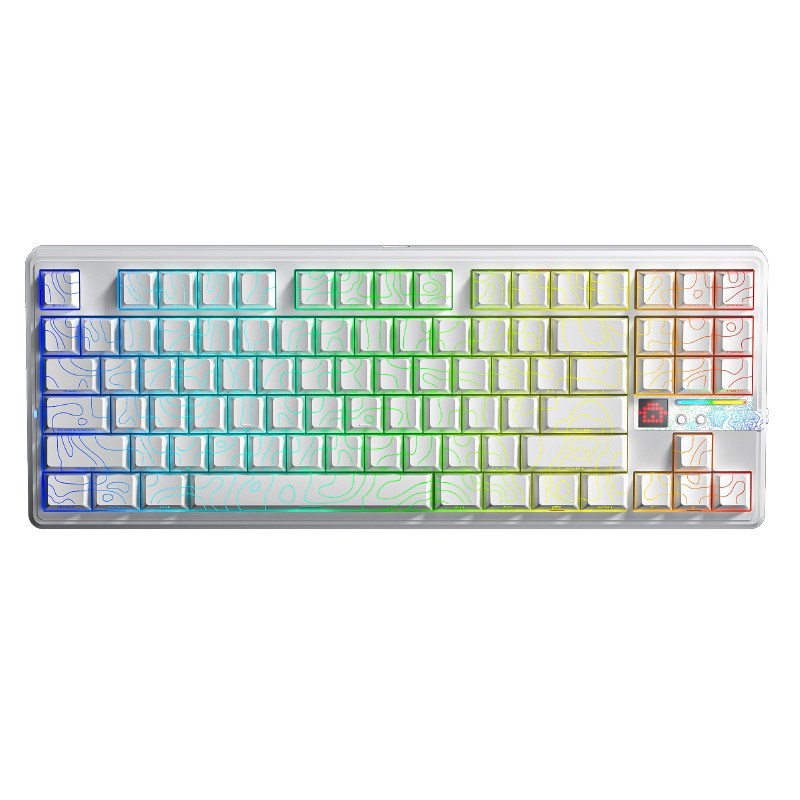 aula gasket f87 pro v2 white contour engravered star vector rgb keyboard