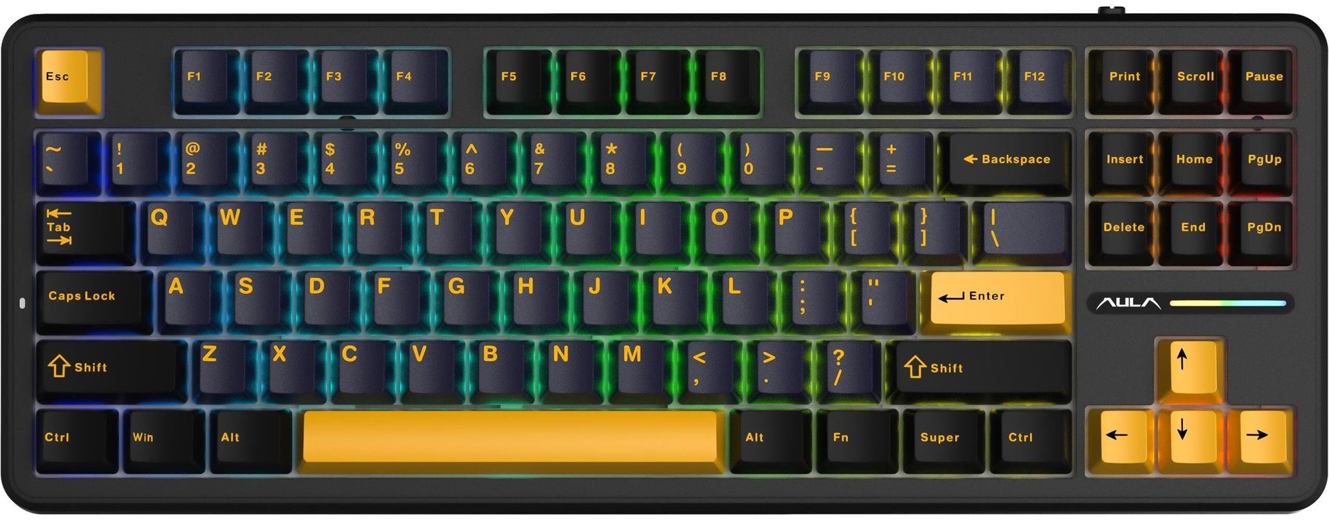 aula gasket f87 thunder black graywood rgb keyboard