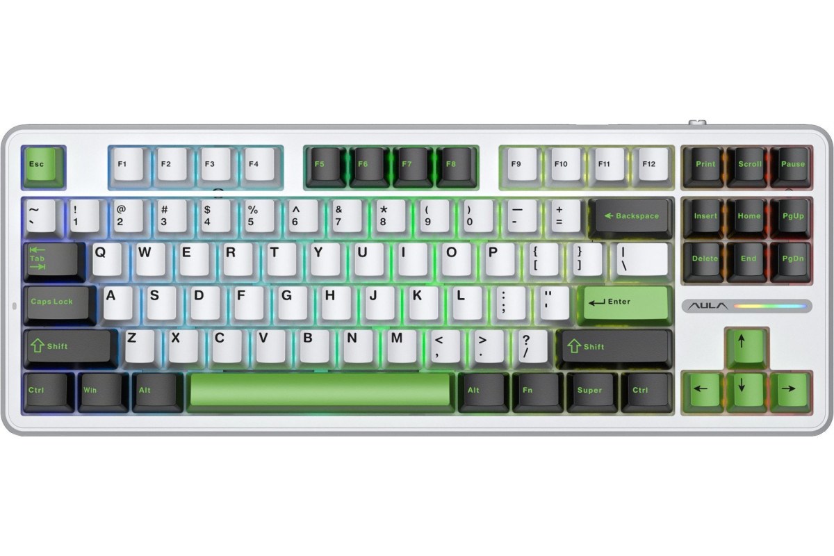 aula gasket f87 thunder black graywoodv3 rgb keyboard