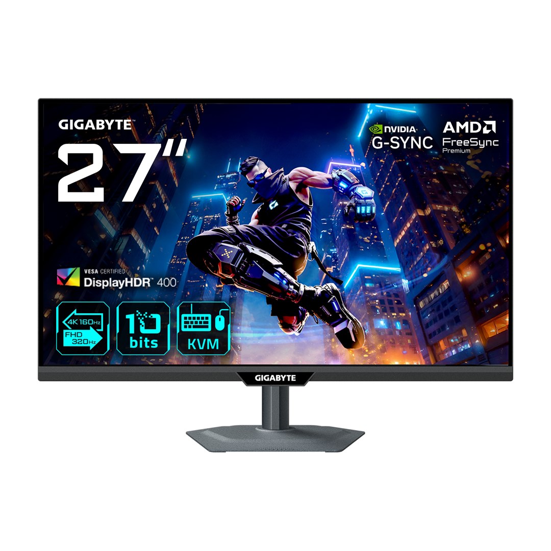 gigabyte m27up 27 4k uhd gaming monitor dual mode 4k 160hz or fhd 320hz 3840 x 2160 1ms 350 cd mc2b2 freesync premium pro displayhdr400 hdmi 2 1 displayport 1 4