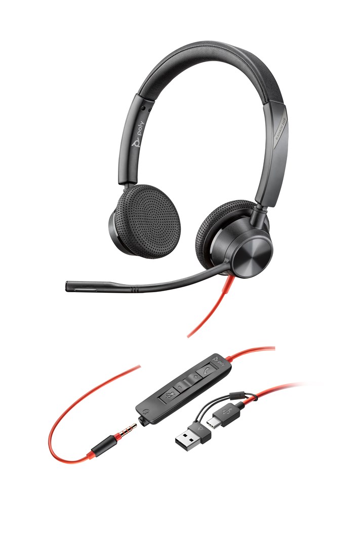 hp poly blackwire 3325 stereo usb c headset 3 5mm plug usb c a adapter