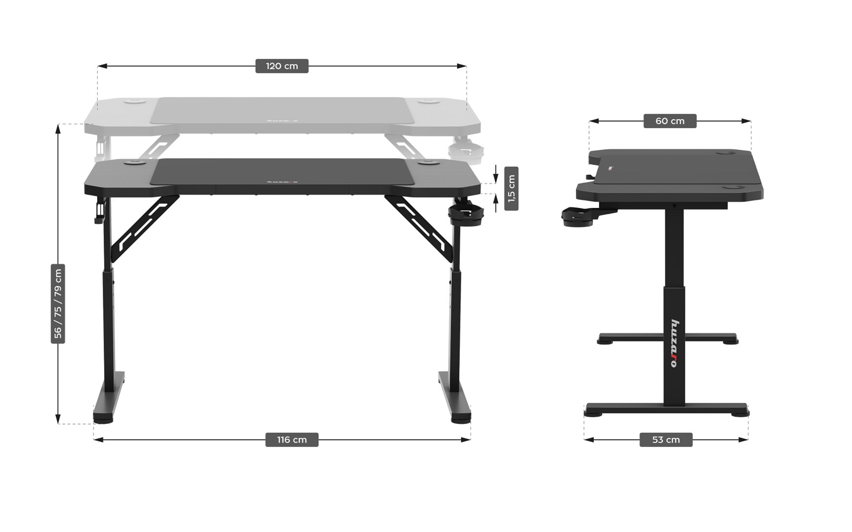 huzaro hero 2 6 gaming desk black 2