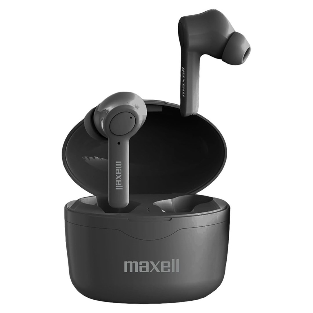 maxell bass 13 sync up wireless bluetooth in ear headphones with charging case black