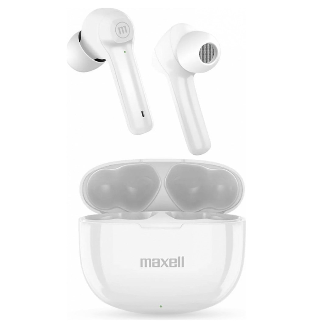 maxell dynamic wireless headphones with charging case bluetooth white