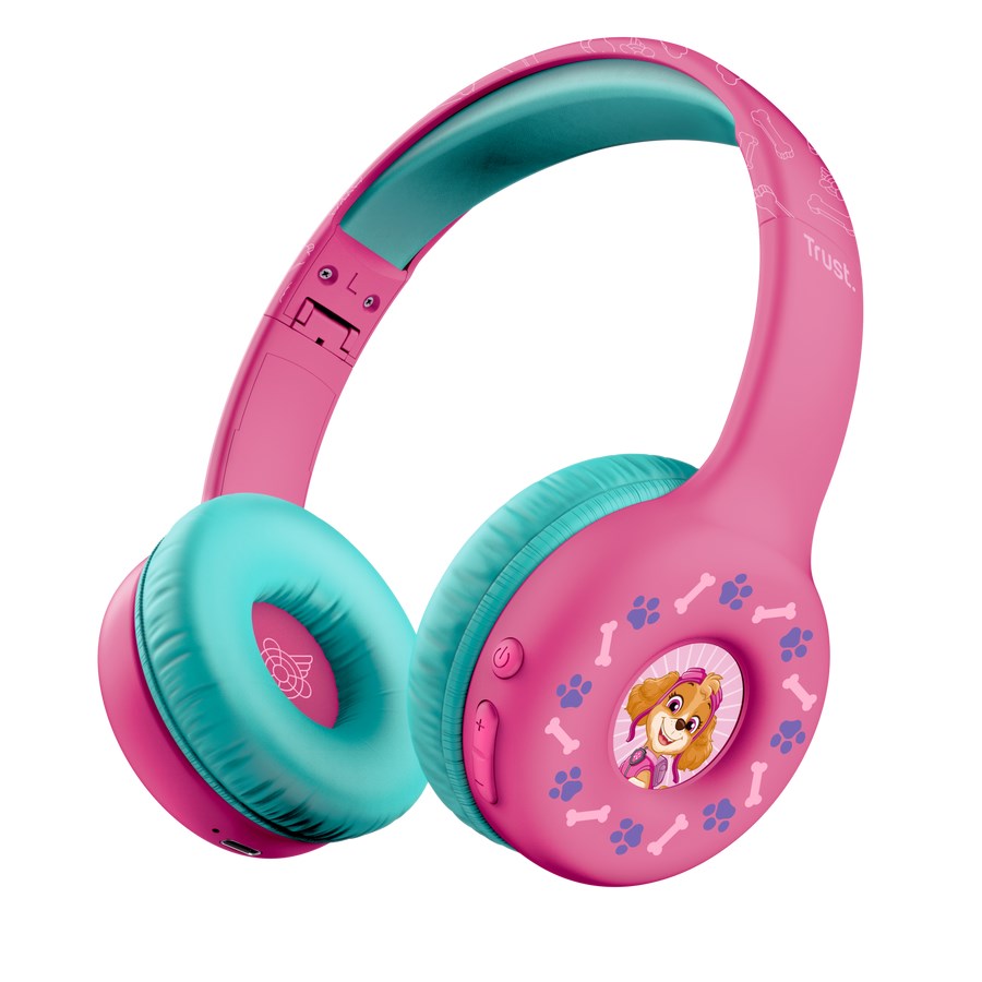 auriculares inalambricos para ninos trust nouna de paw patrol color rosa