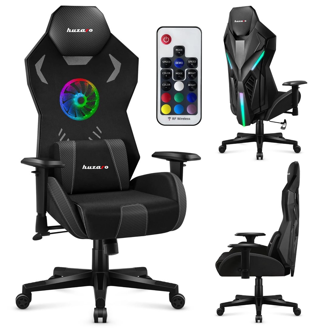 huzaro combat 7 6 rgb black gaming chair with fan 2