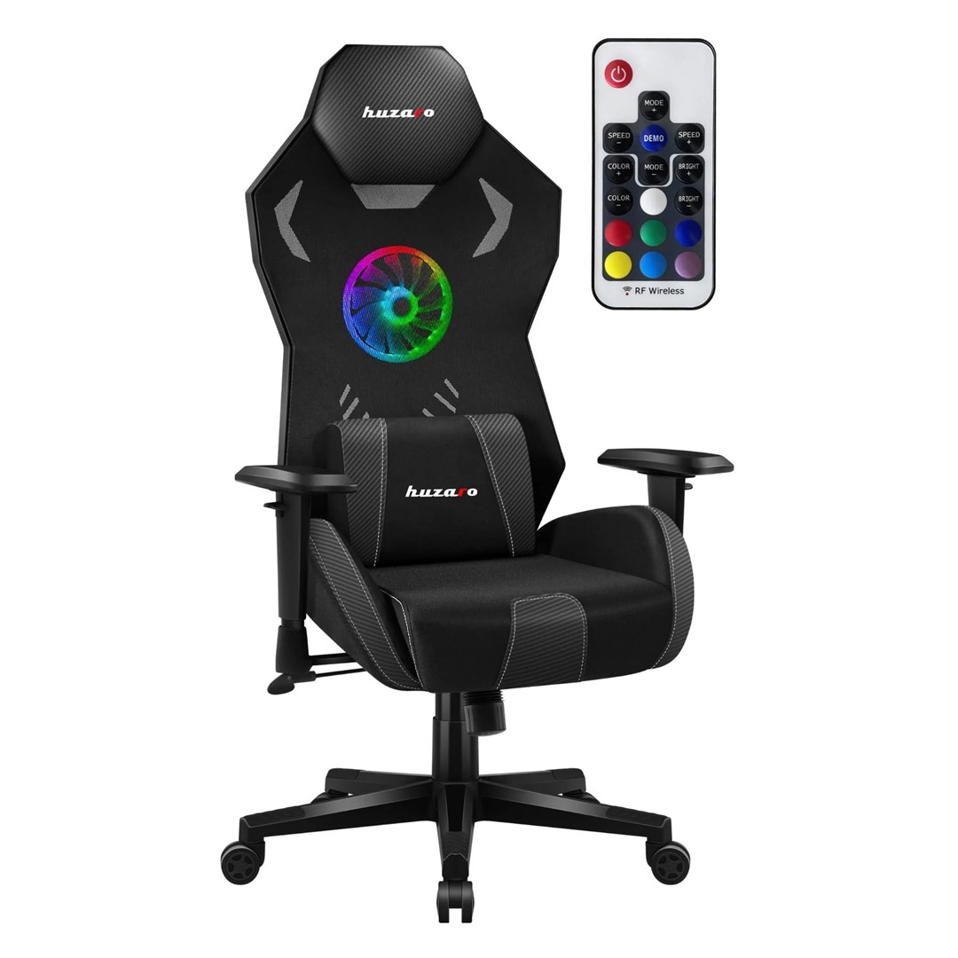 huzaro combat 7 6 rgb black gaming chair with fan