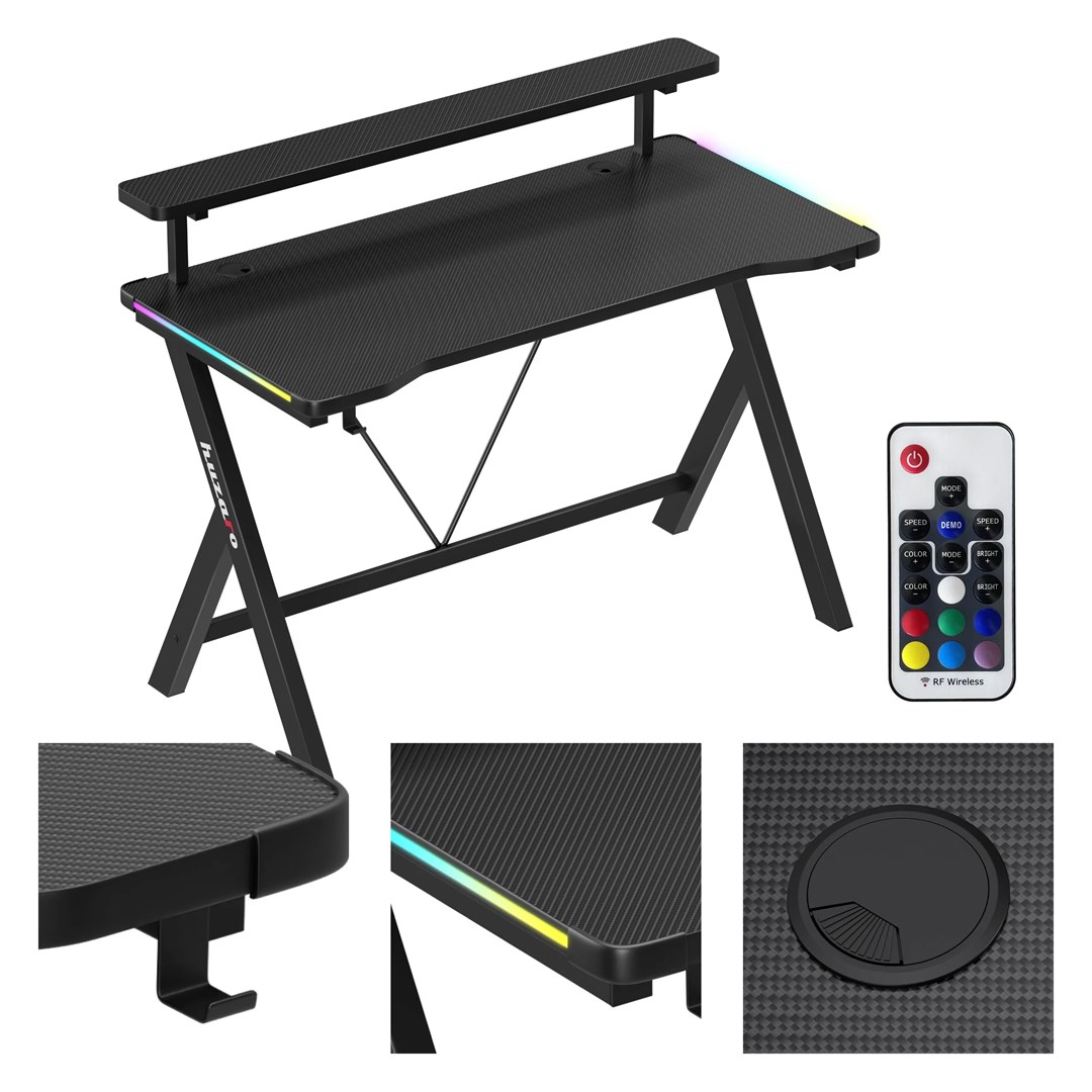 huzaro hero 1 9 rgb gaming desk black 2