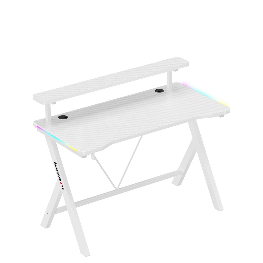 huzaro hero 1 9 rgb white gaming desk