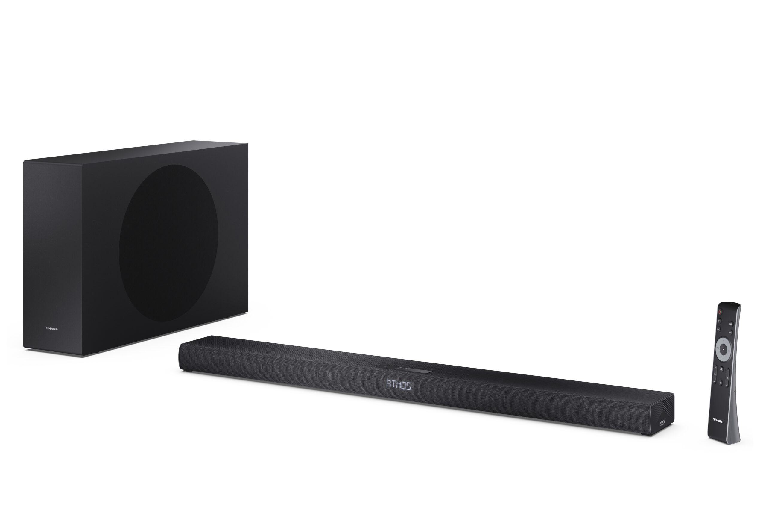 sharp 2 1ch ultra slim dolby atmos dts virtual x soundbar with wireless subwoofer ht sbw320