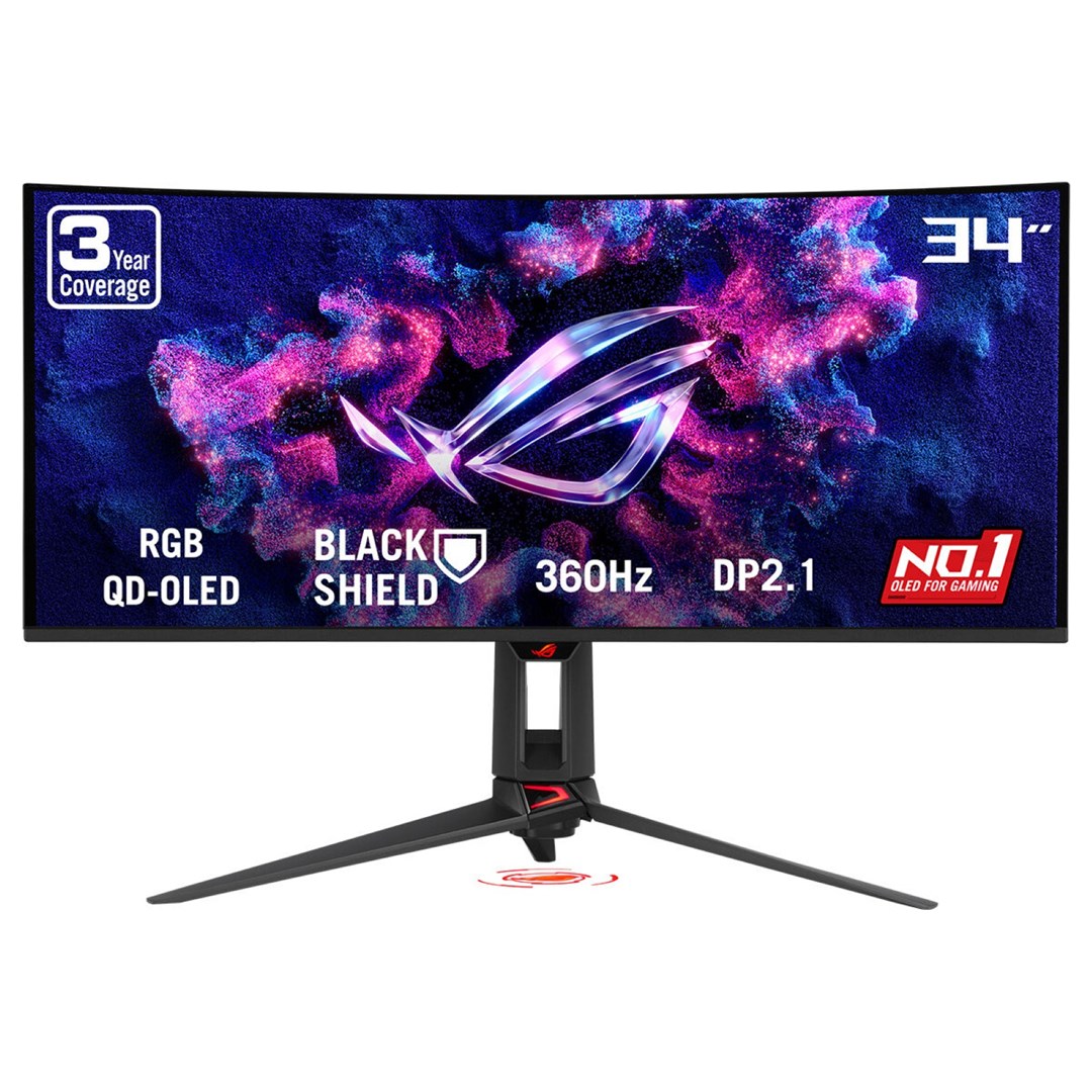 asus rog swift oled pg34wcdn computer monitor 86 4 cm 34 3440 x 1440 pixels wide quad hd qd oled black