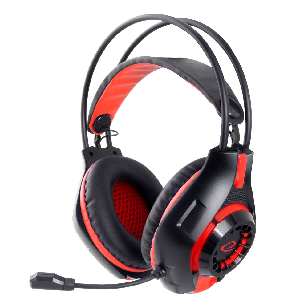 esperanza egh420r headphones with microphone headband black red