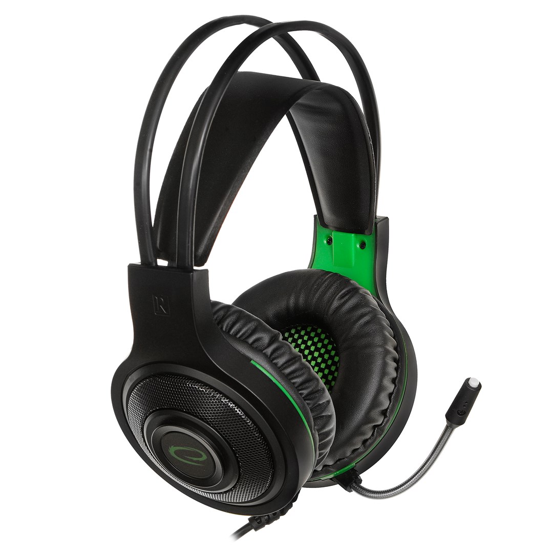 esperanza egh430 headphones with microphone headband black green 2